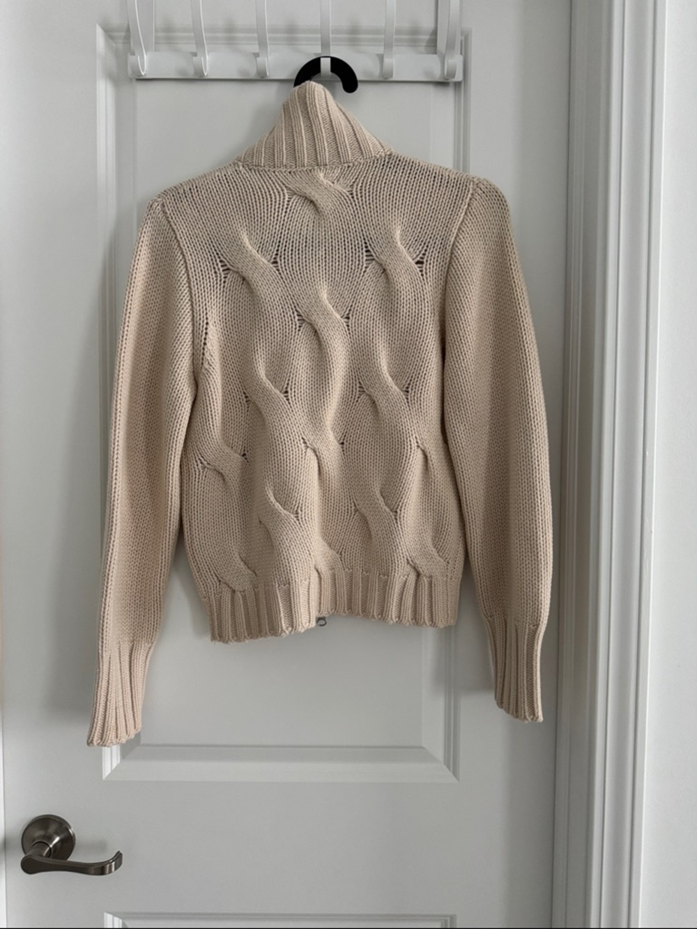 Burberry Cream Zip-Front Turtleneck Knit Sweater - Picture 4 of 6